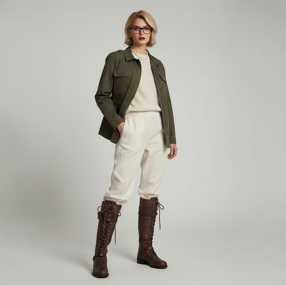 26 International Olive Embroidered Utility Jacket - Picture 2 of 11